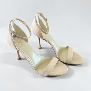 Vince Camuto Women's Ambrinti Golden Accent Blush Leather Strap Heals Size 11M